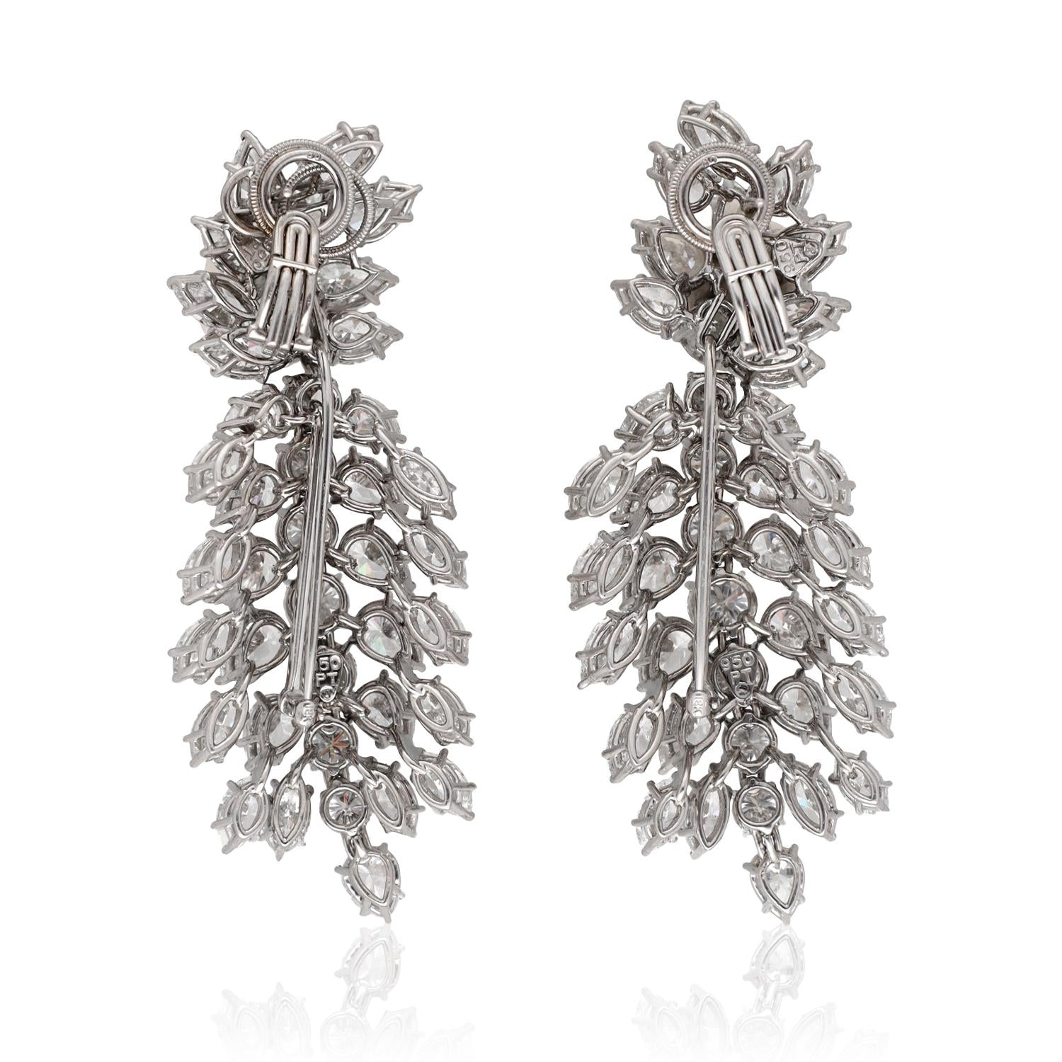 Harry Winston -   Pear, Marquise and Round Cut Diamond Cluster Ear Clips/Brooch
