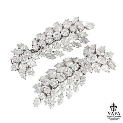 Harry Winston -   Pear, Marquise and Round Cut Diamond Cluster Ear Clips/Brooch