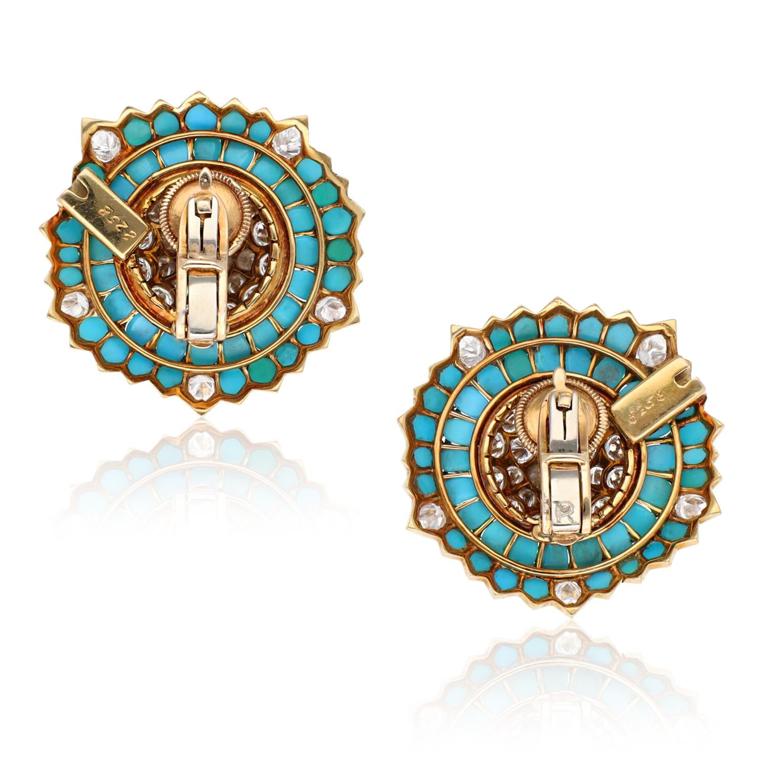 CARTIER Turquoise and Diamond Ear Clips