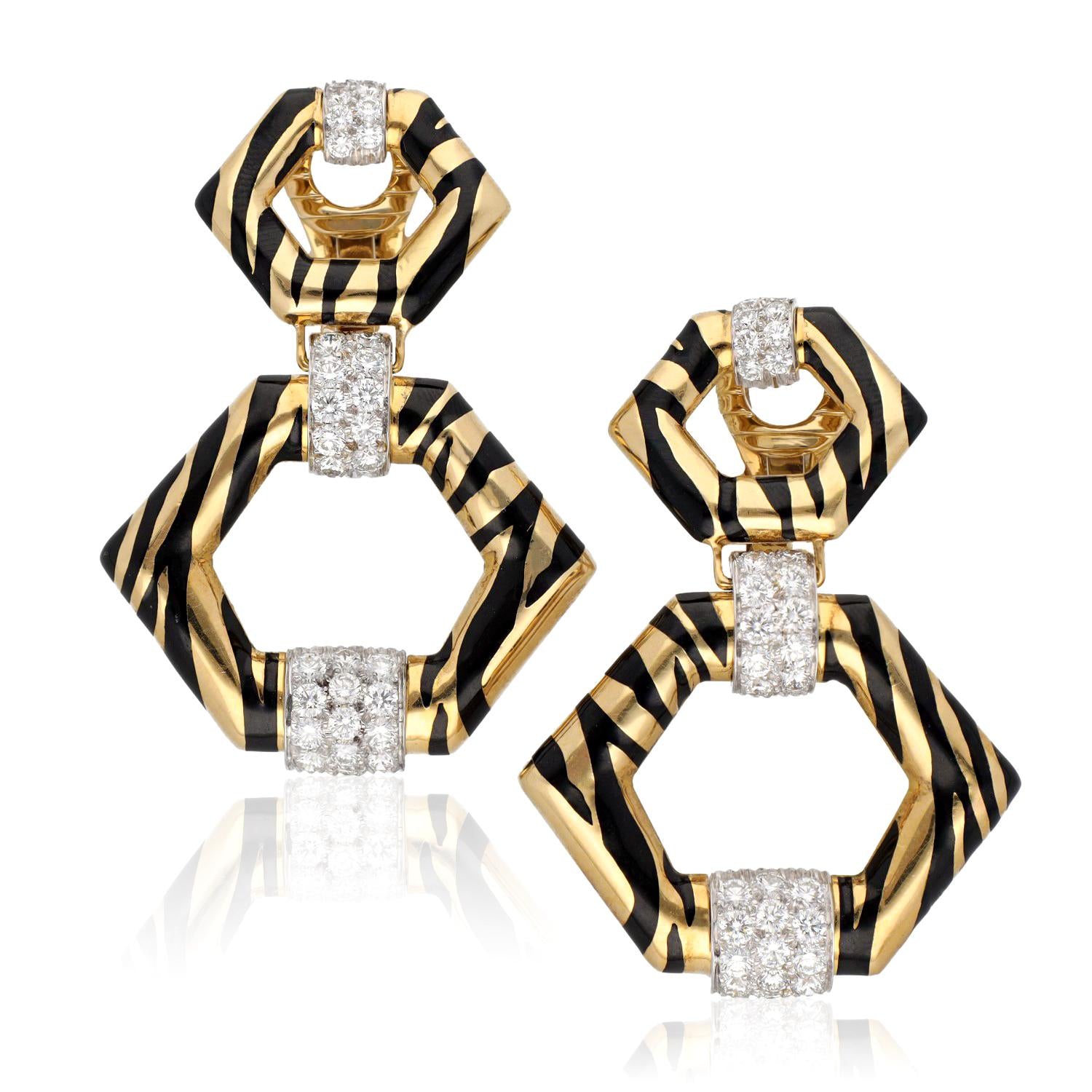 DAVID WEBB 'Tiger Stripe' Earrings
