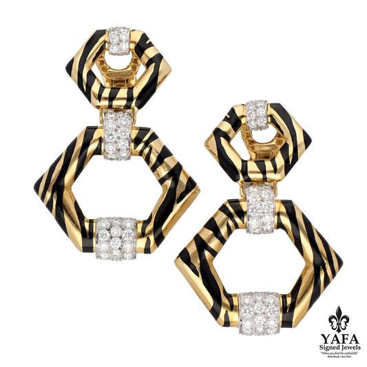 DAVID WEBB 'Tiger Stripe' Earrings