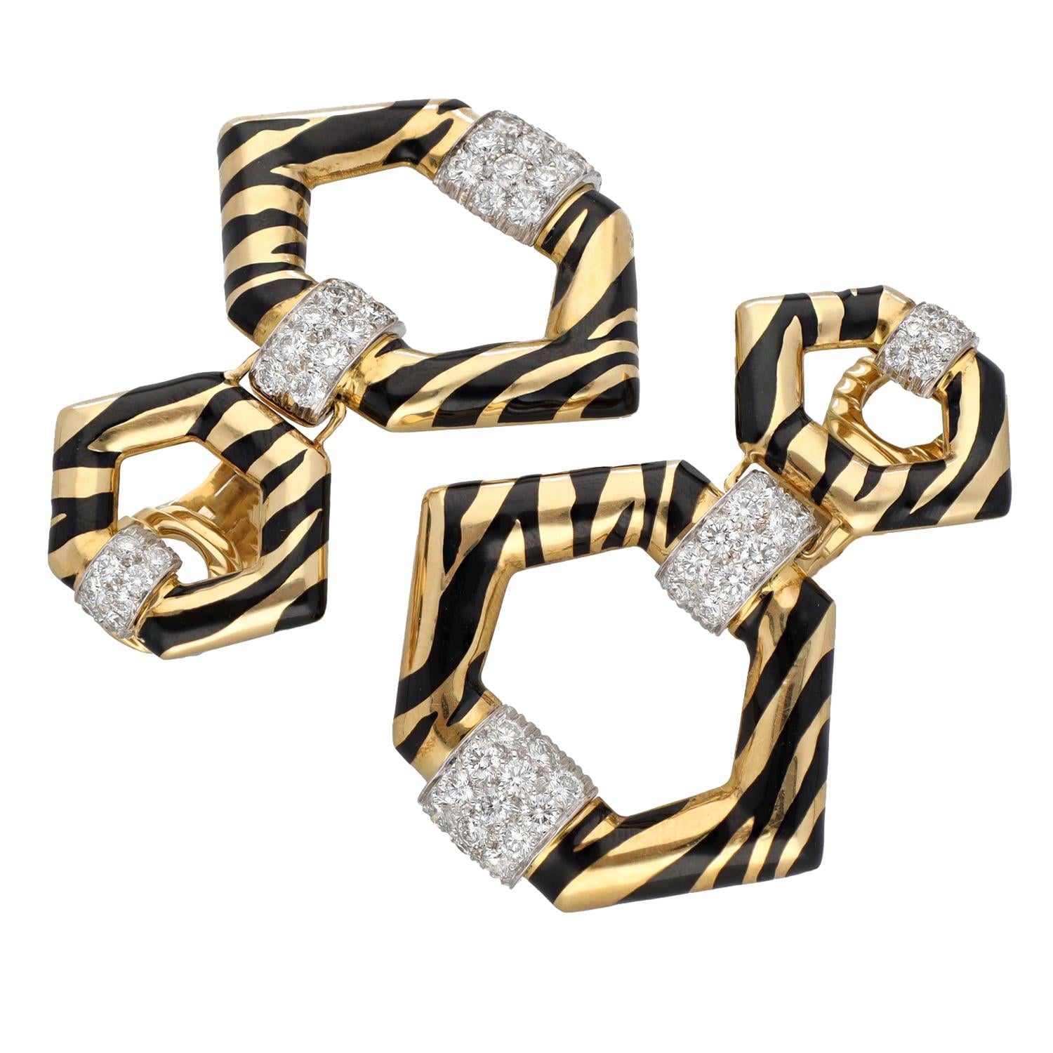 DAVID WEBB 'Tiger Stripe' Earrings