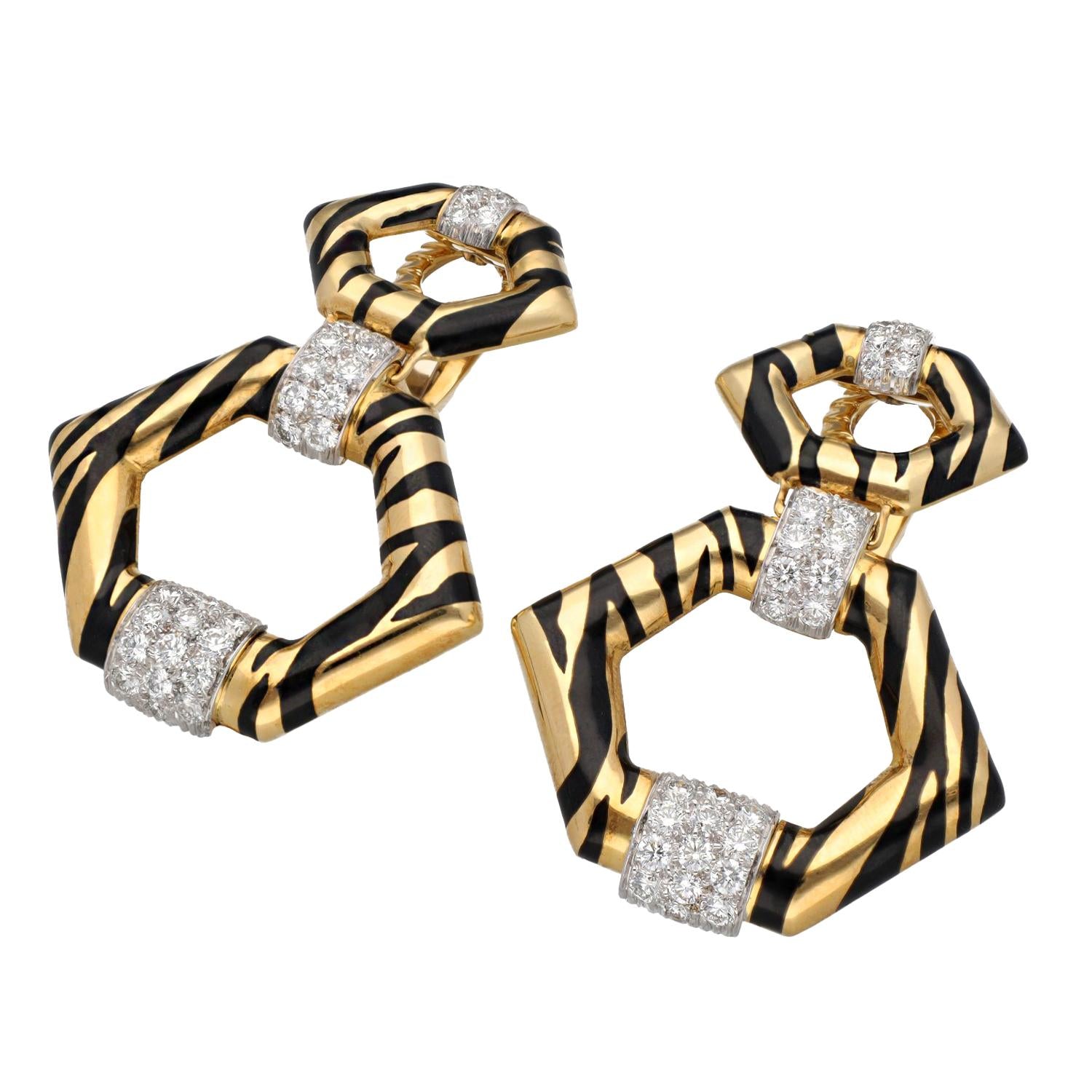 DAVID WEBB 'Tiger Stripe' Earrings