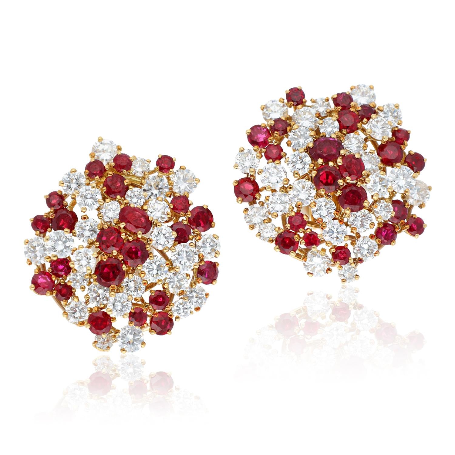CARTIER LONDON Ruby and Diamond Ear Clips