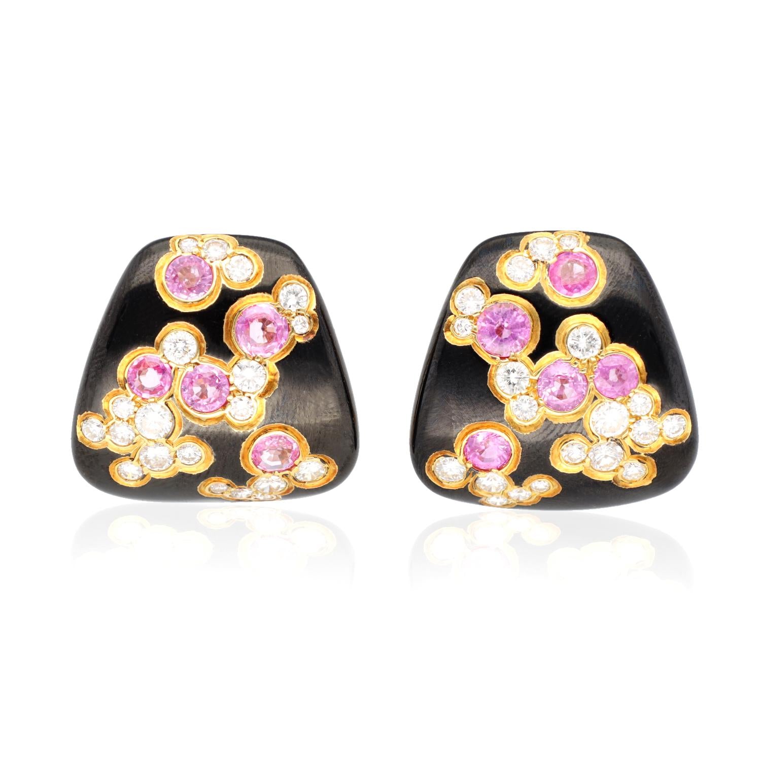 MARINA B. ‘Fuji Yama’ Colored Sapphire and Diamond Earrings