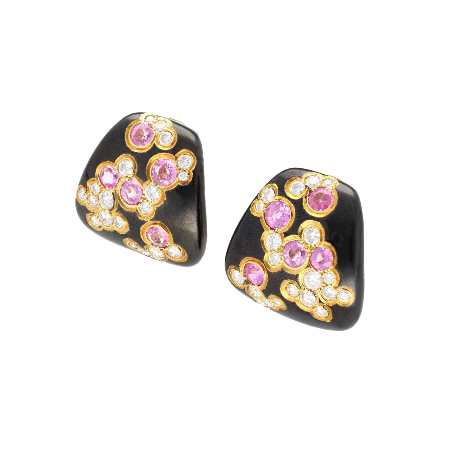 MARINA B. ‘Fuji Yama’ Colored Sapphire and Diamond Earrings