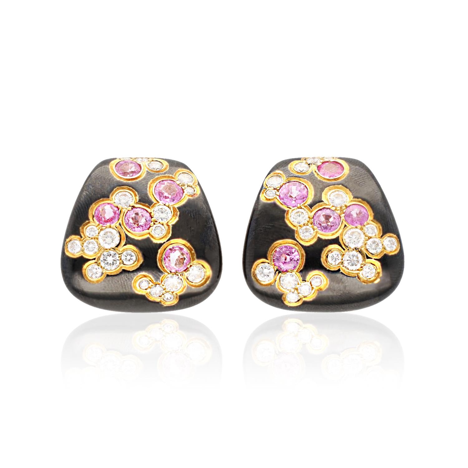 MARINA B. ‘Fuji Yama’ Colored Sapphire and Diamond Earrings