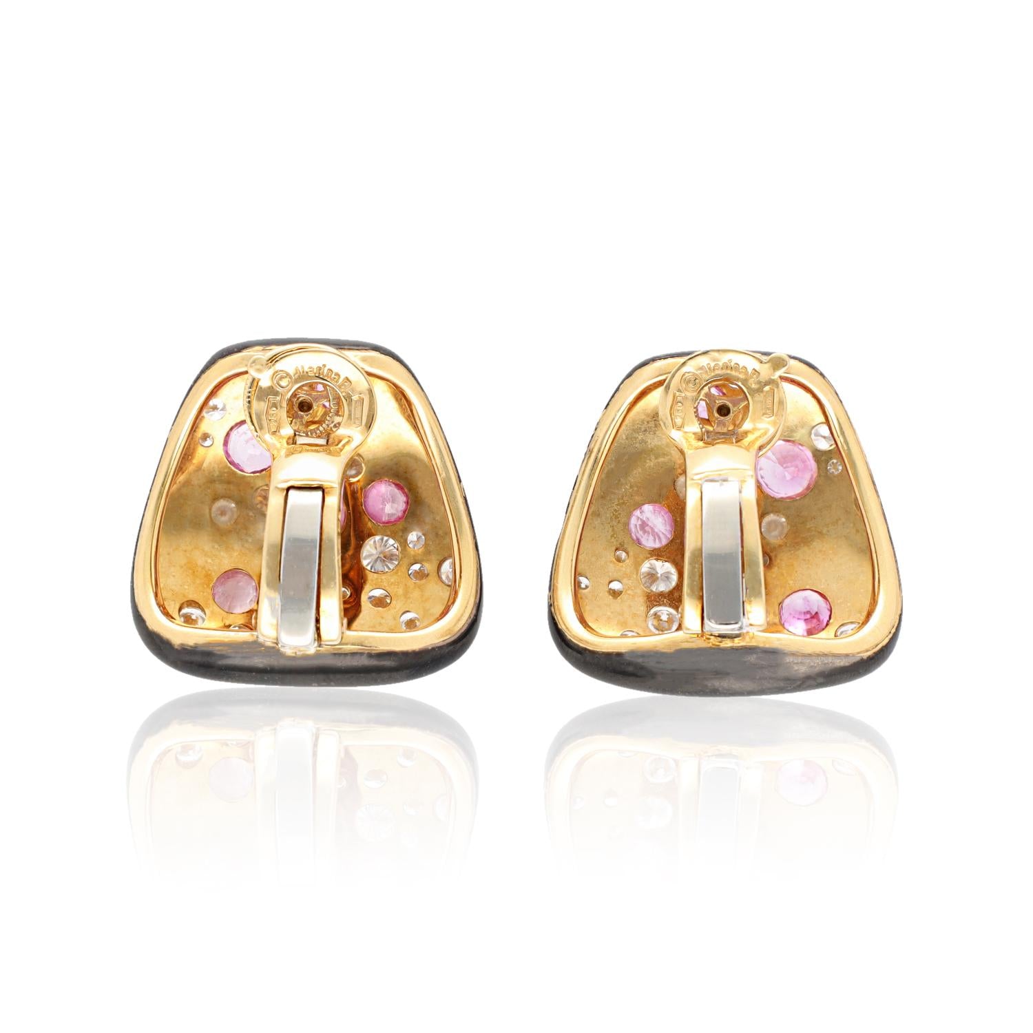 MARINA B. ‘Fuji Yama’ Colored Sapphire and Diamond Earrings