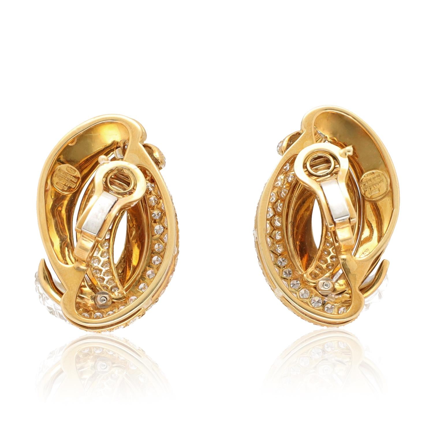 SABBADINI Diamond and Carved Crystal Ear Clips