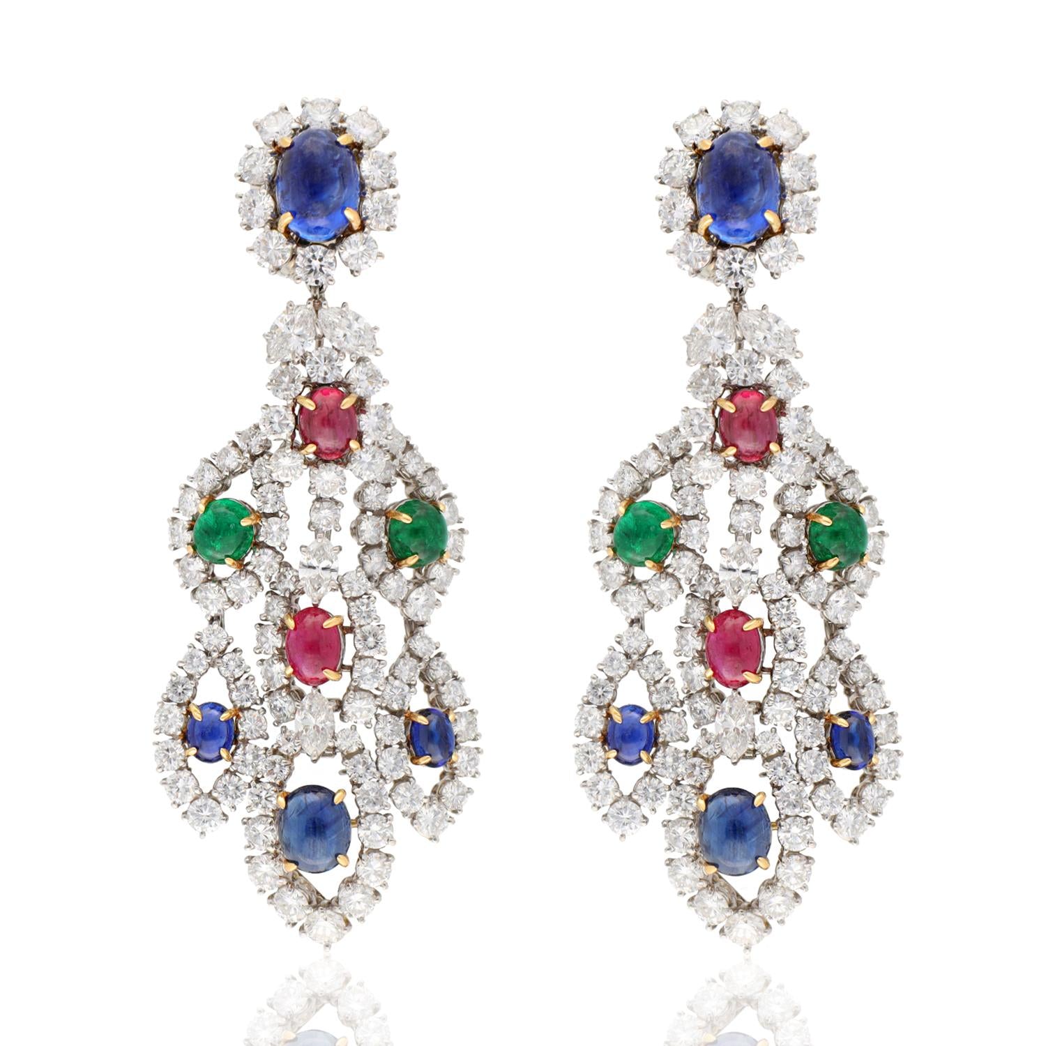 HARRY WINSTON Precious Gem and Diamond Ear Clips