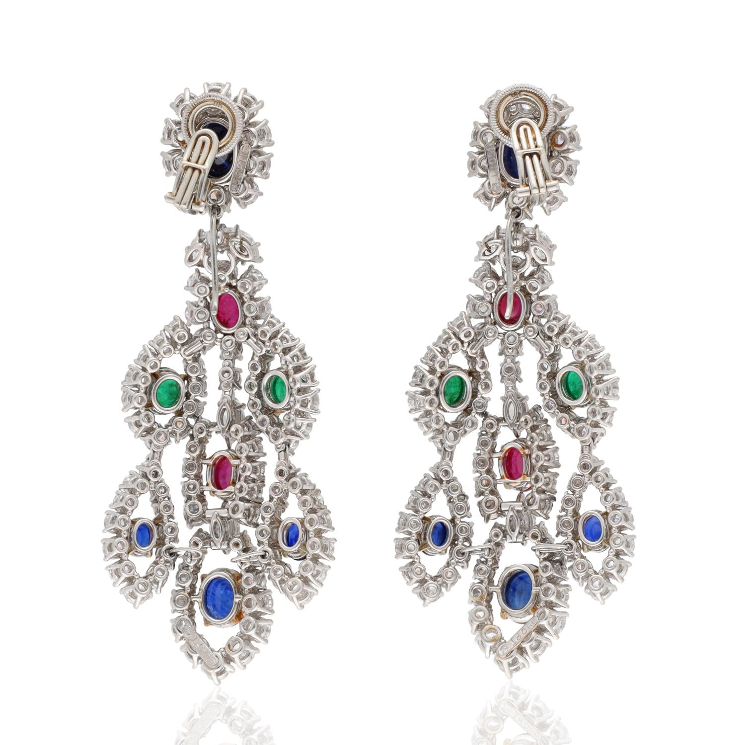 HARRY WINSTON Precious Gem and Diamond Ear Clips
