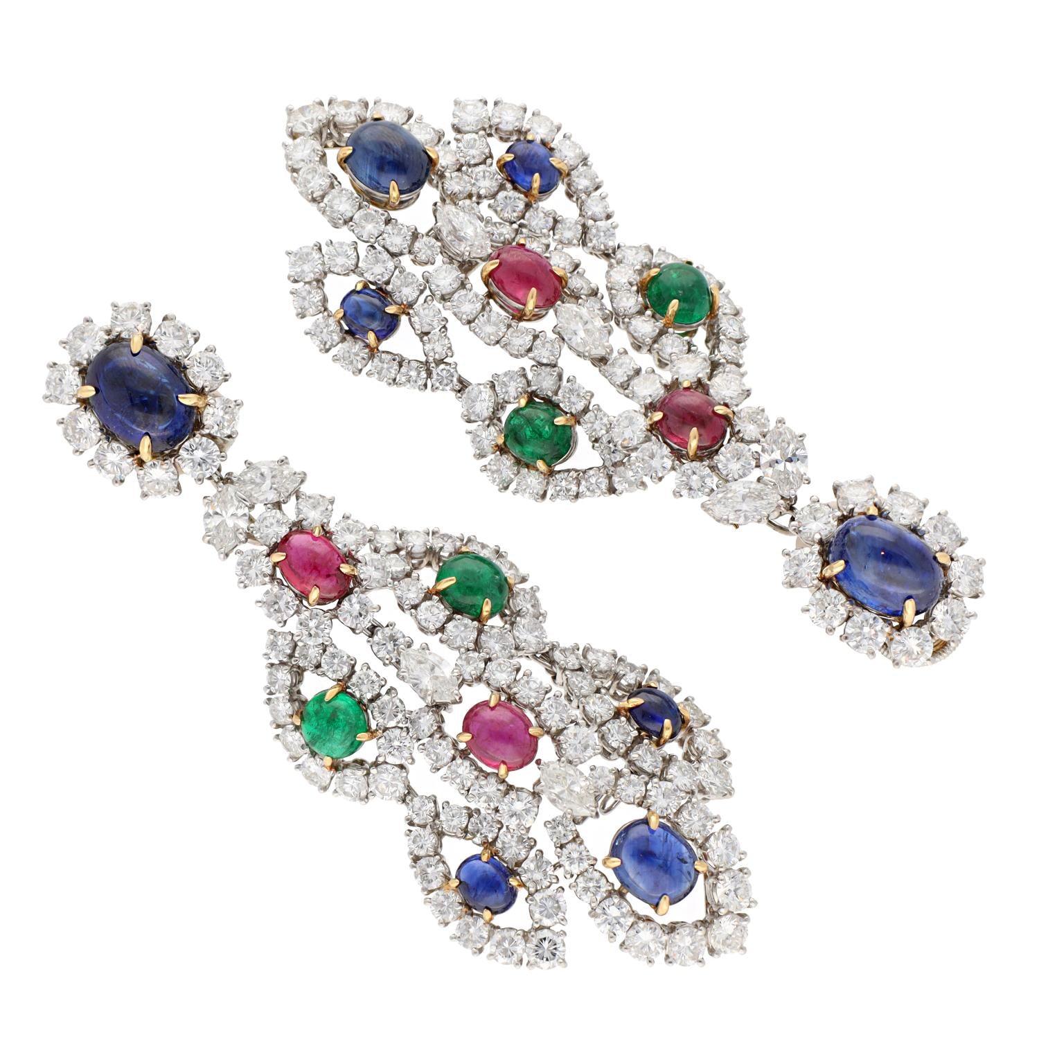 HARRY WINSTON Precious Gem and Diamond Ear Clips
