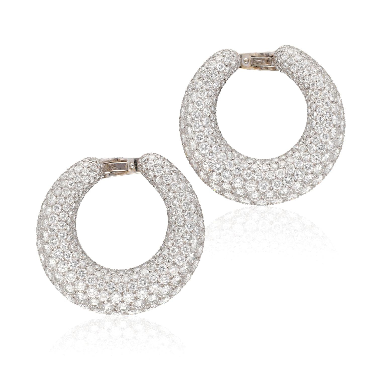 Cartier Platinum & 18K White Gold “C” Ear Clips