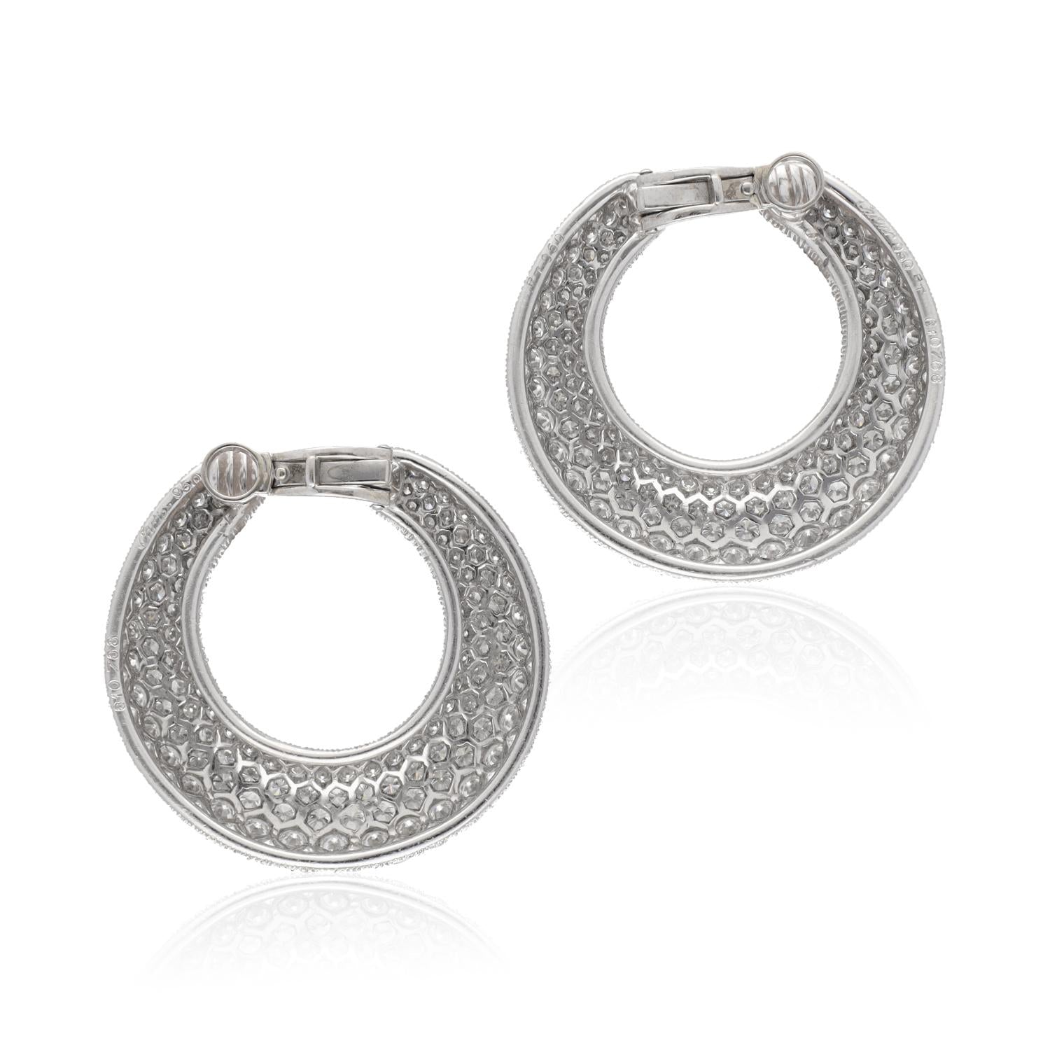 Cartier Platinum & 18K White Gold “C” Ear Clips