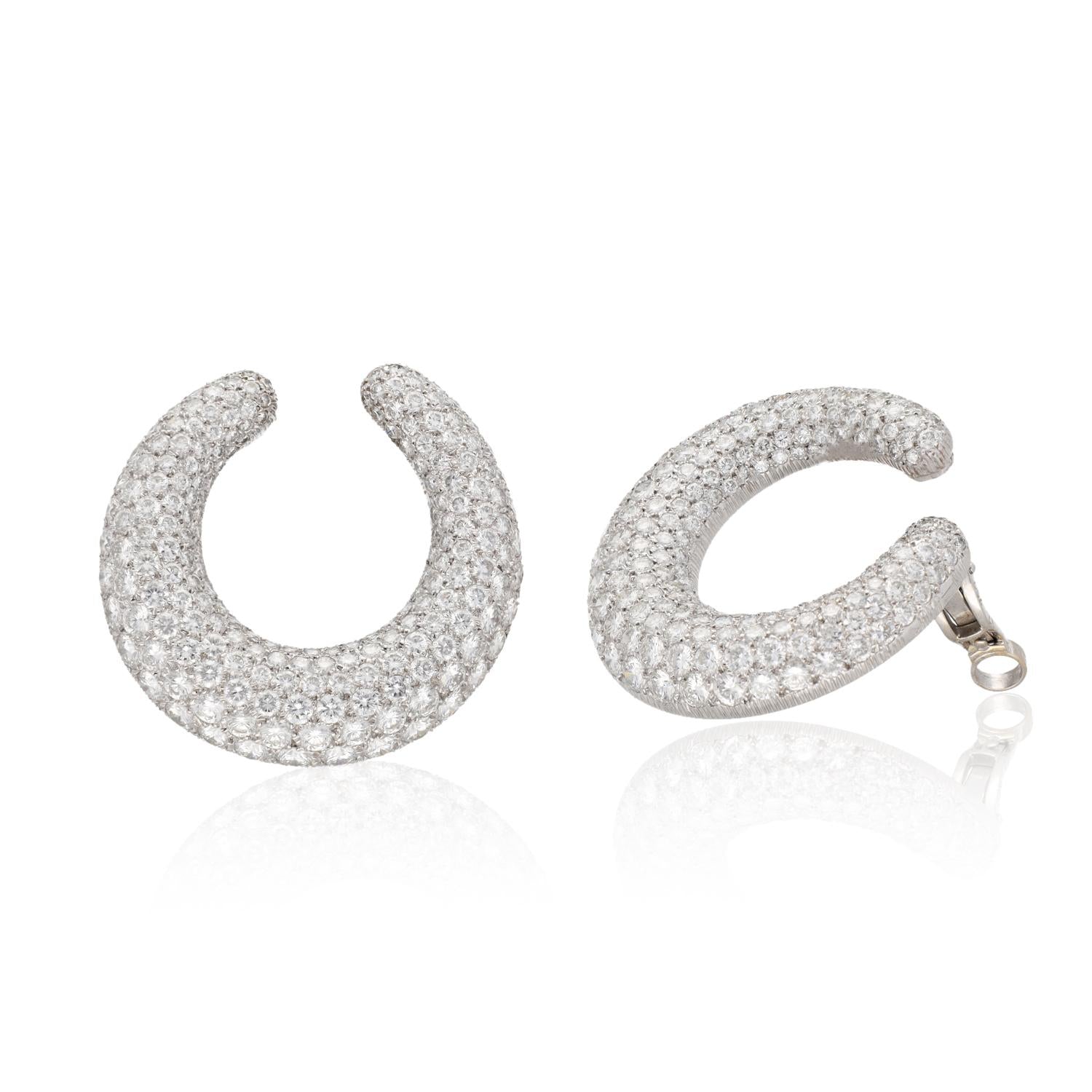 Cartier Platinum & 18K White Gold “C” Ear Clips