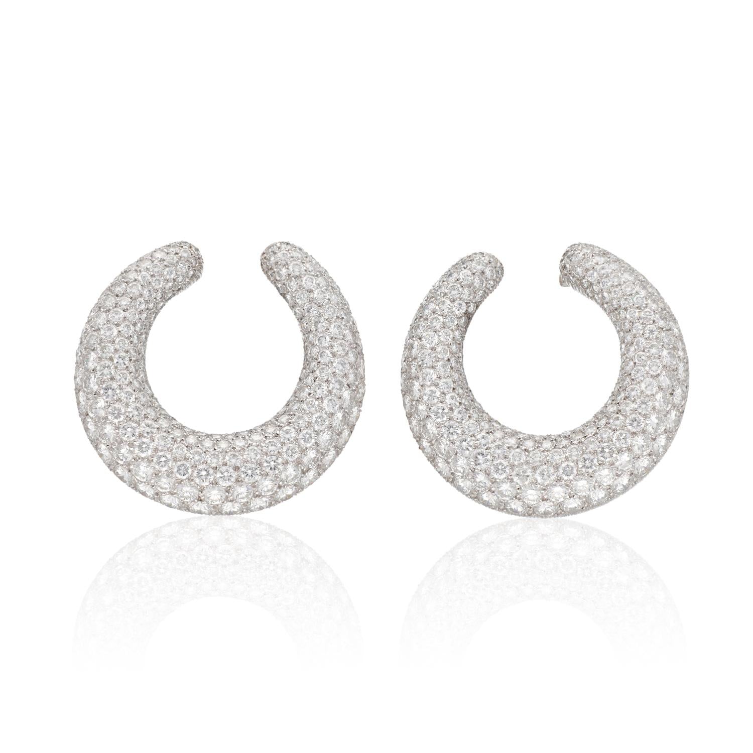 Cartier Platinum & 18K White Gold “C” Ear Clips