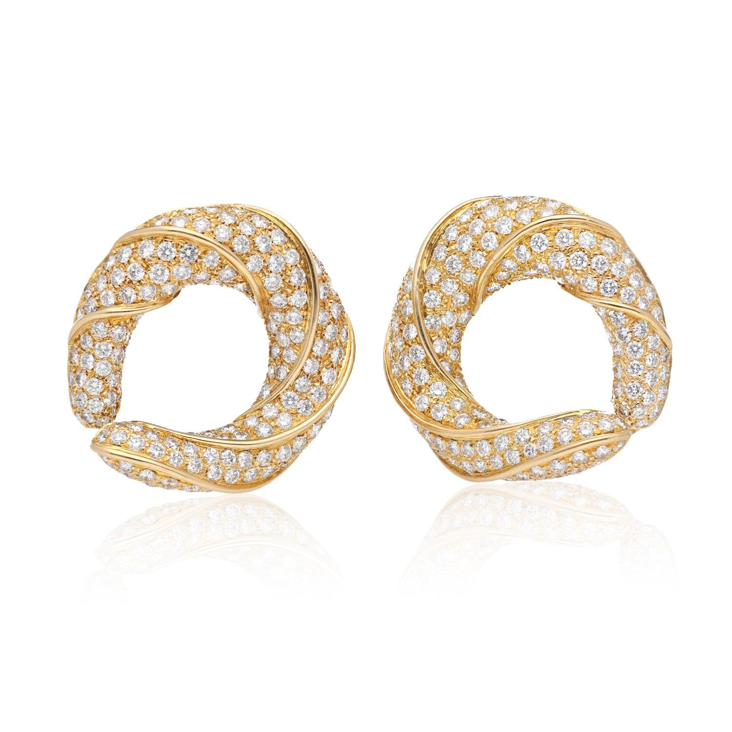 VAN CLEEF & ARPELS Diamond Crescent Hoop Earrings