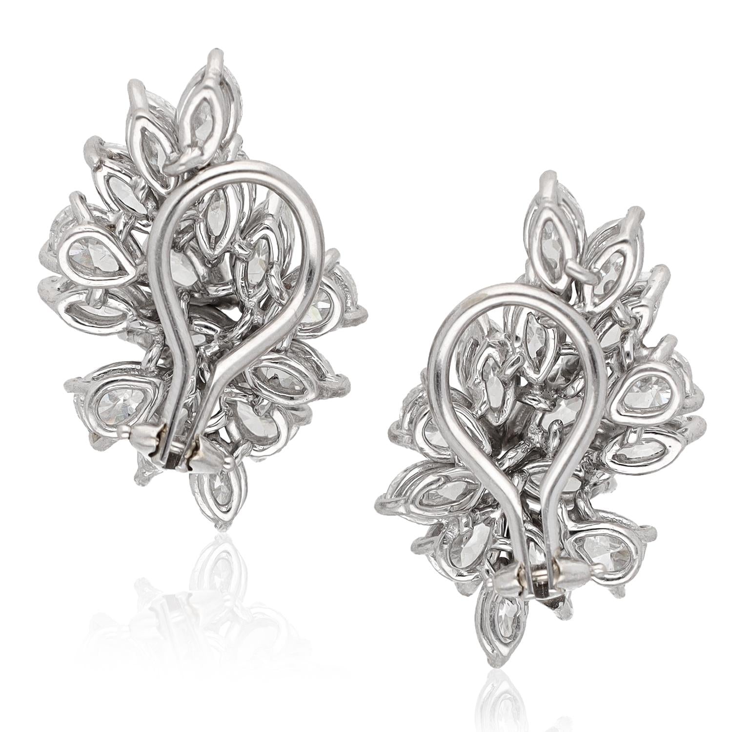 18K White Gold Pear and Marquise Cut Diamond Earrings