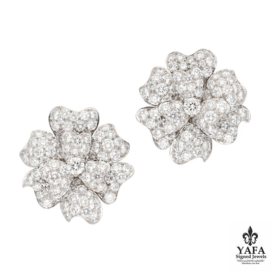 VAN CLEEF & ARPELS Diamond Flower Ear Clips