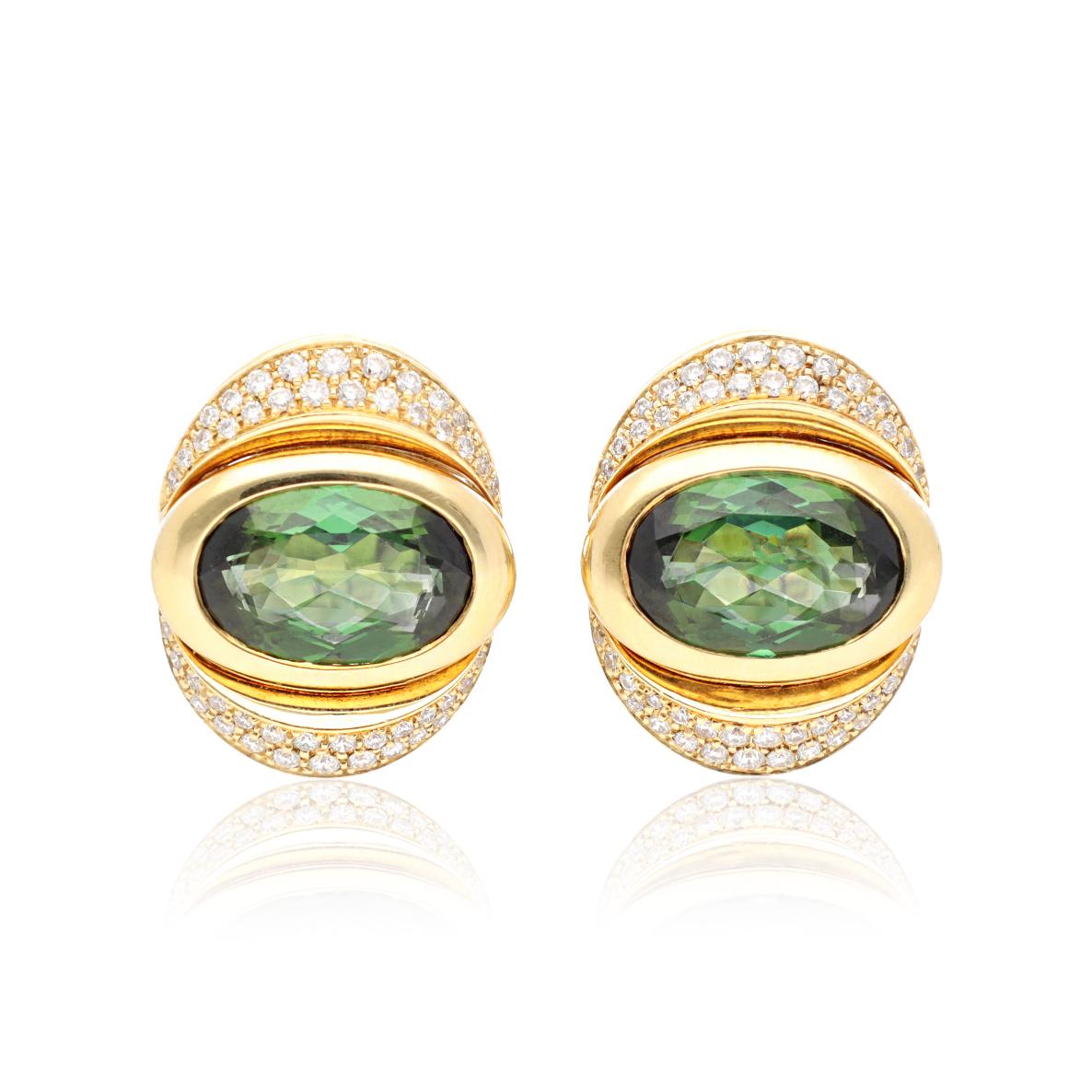 MARINA B 'Oca' Tourmaline and Diamond Ear Clips