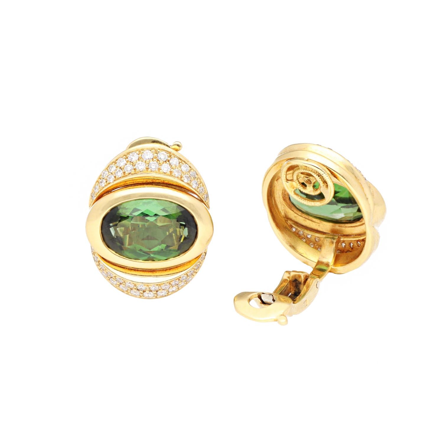 MARINA B 'Oca' Tourmaline and Diamond Ear Clips