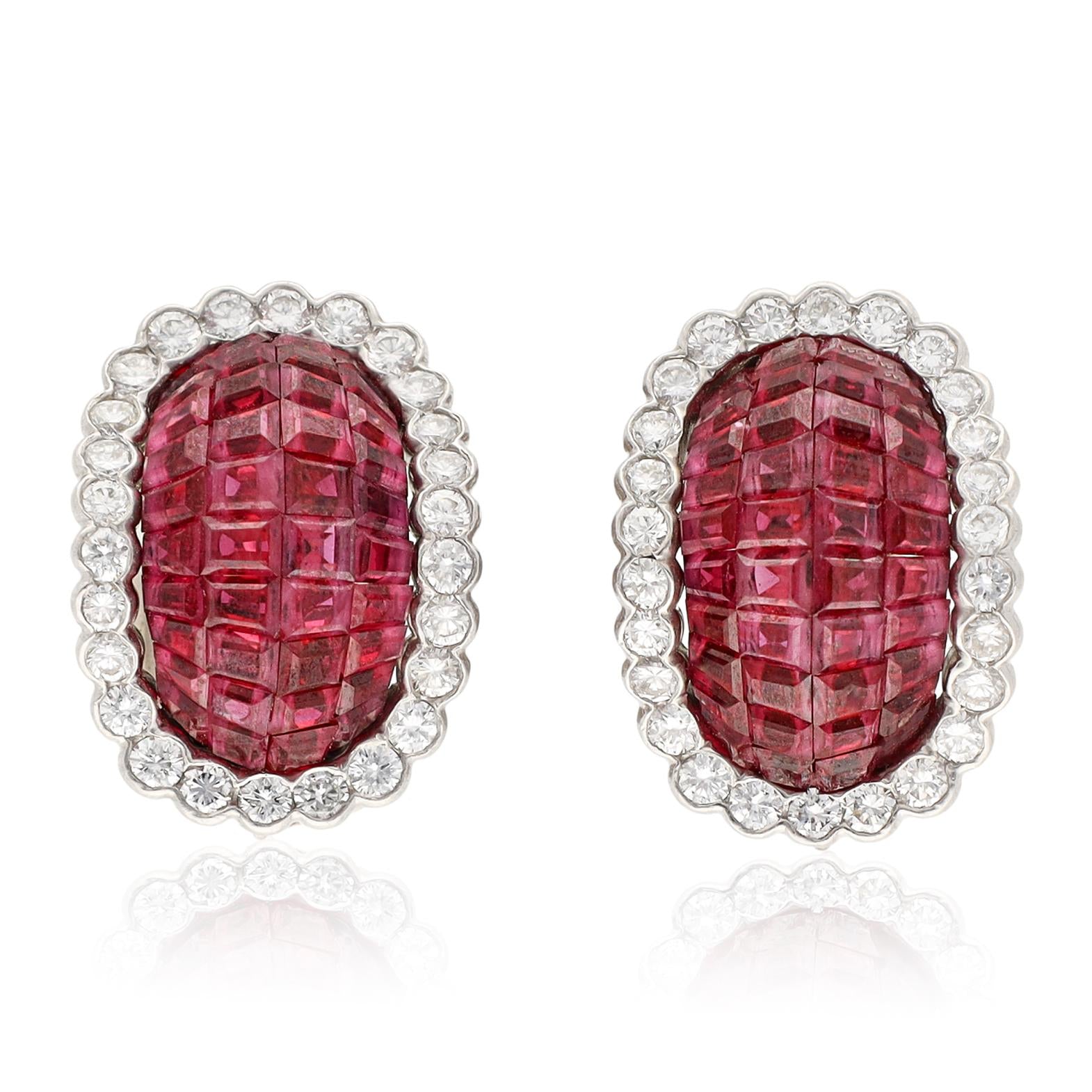 VAN CLEEF & ARPELS Mystery-Set Ruby and Diamond Bombe Earrings