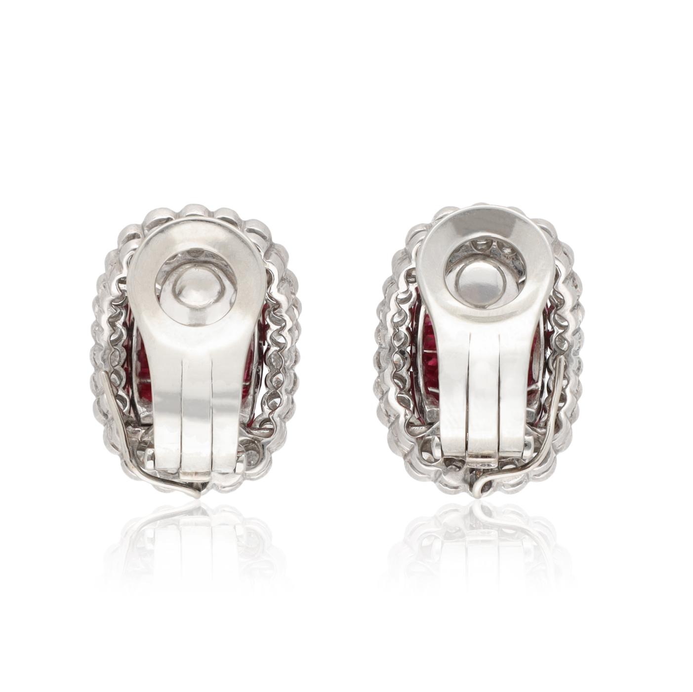 VAN CLEEF & ARPELS Mystery-Set Ruby and Diamond Bombe Earrings