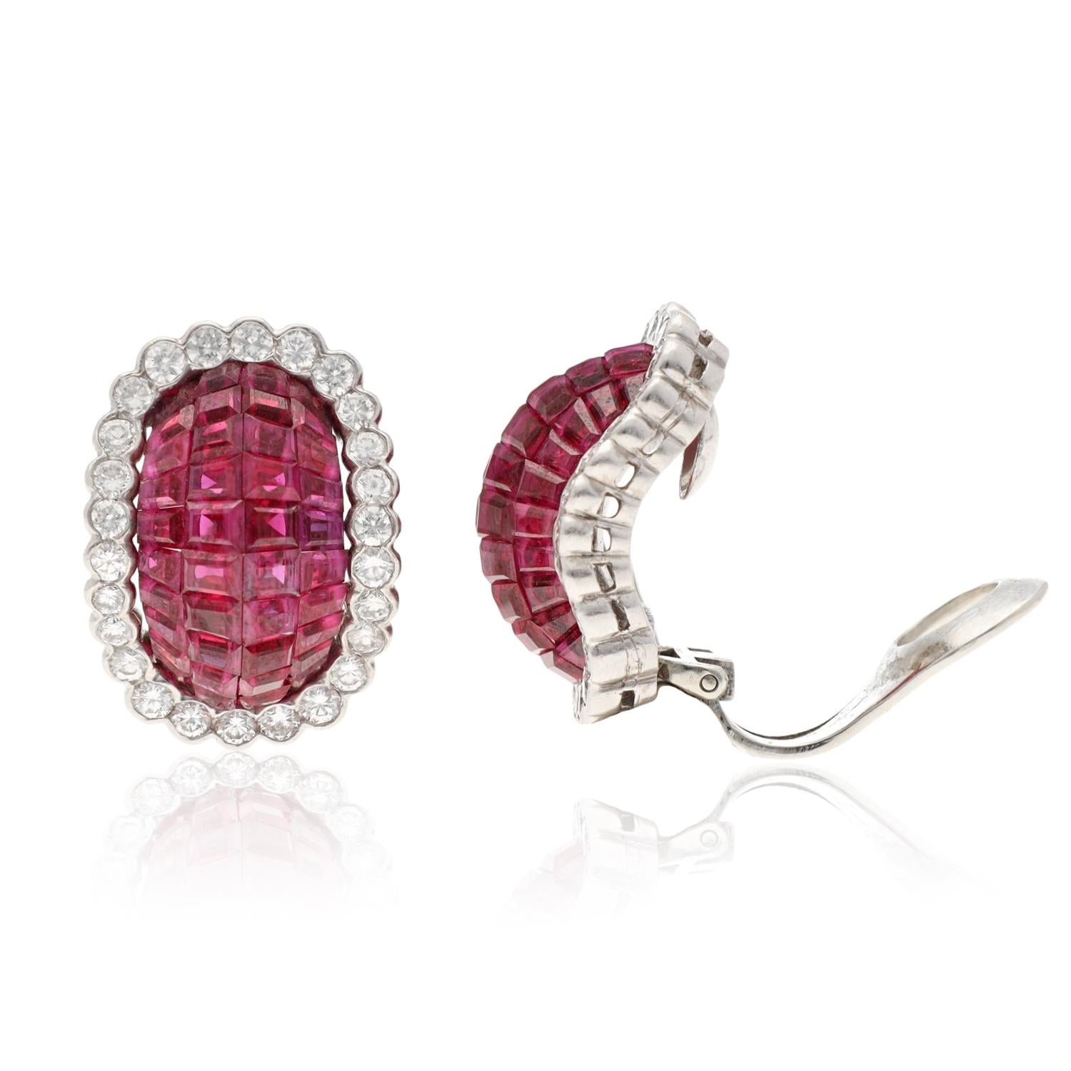 VAN CLEEF & ARPELS Mystery-Set Ruby and Diamond Bombe Earrings