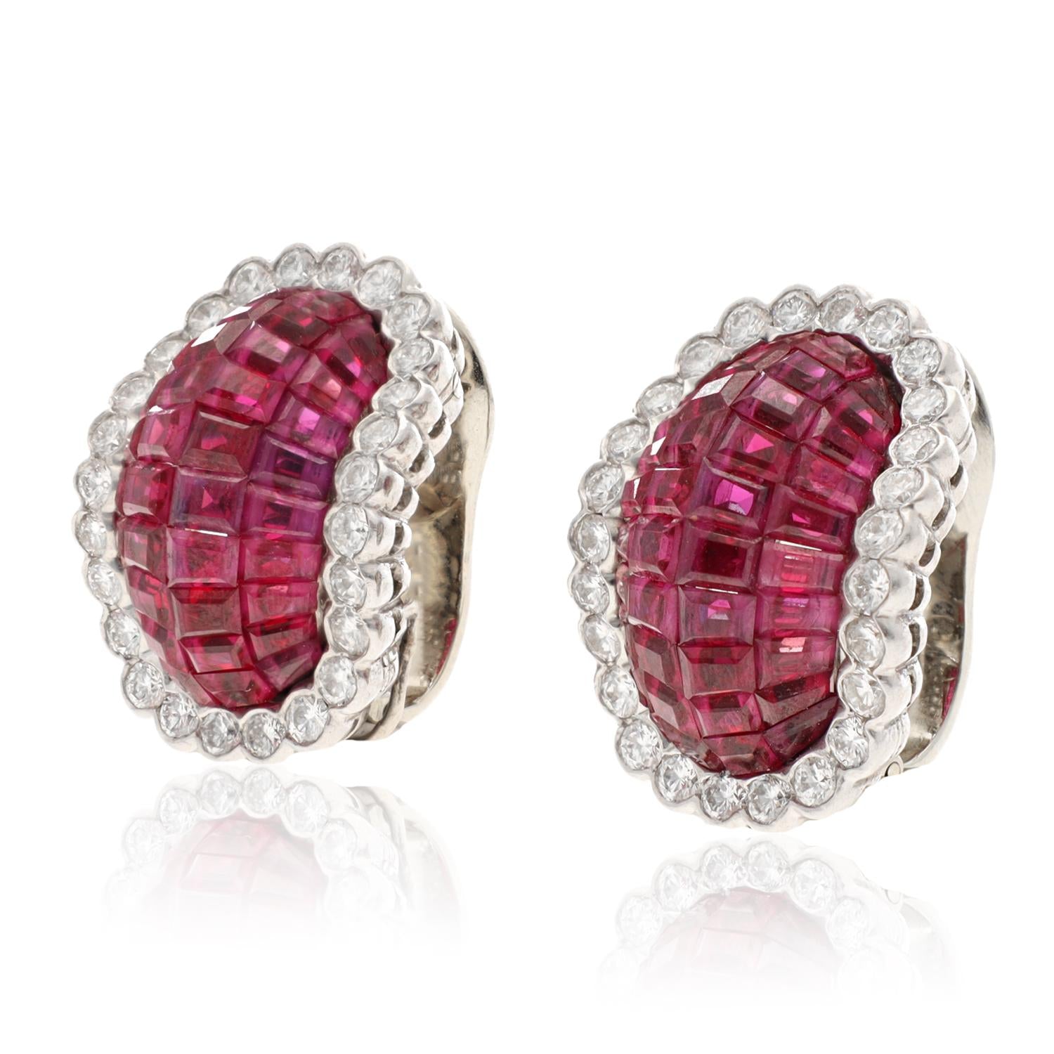 VAN CLEEF & ARPELS Mystery-Set Ruby and Diamond Bombe Earrings