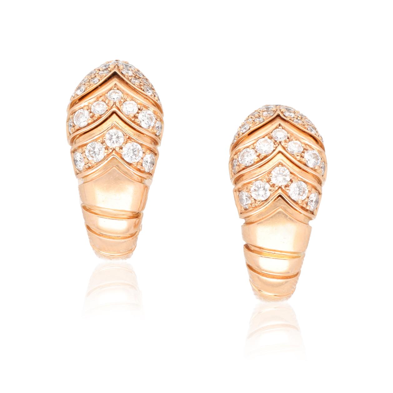 BVLGARI Serpenti Viper Earrings Rose Gold and Diamonds