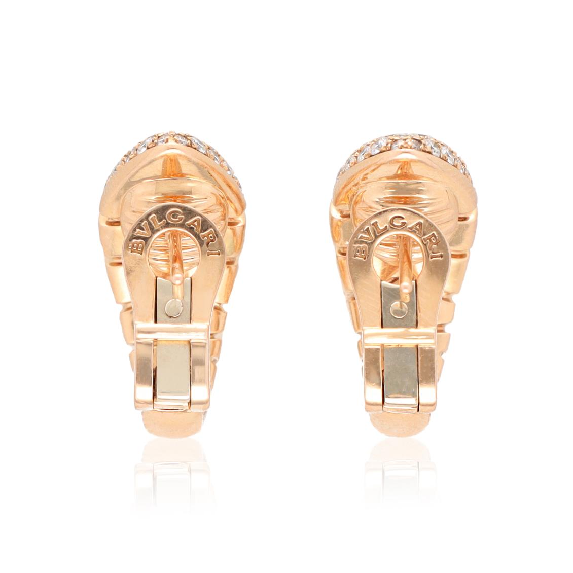BVLGARI Serpenti Viper Earrings Rose Gold and Diamonds