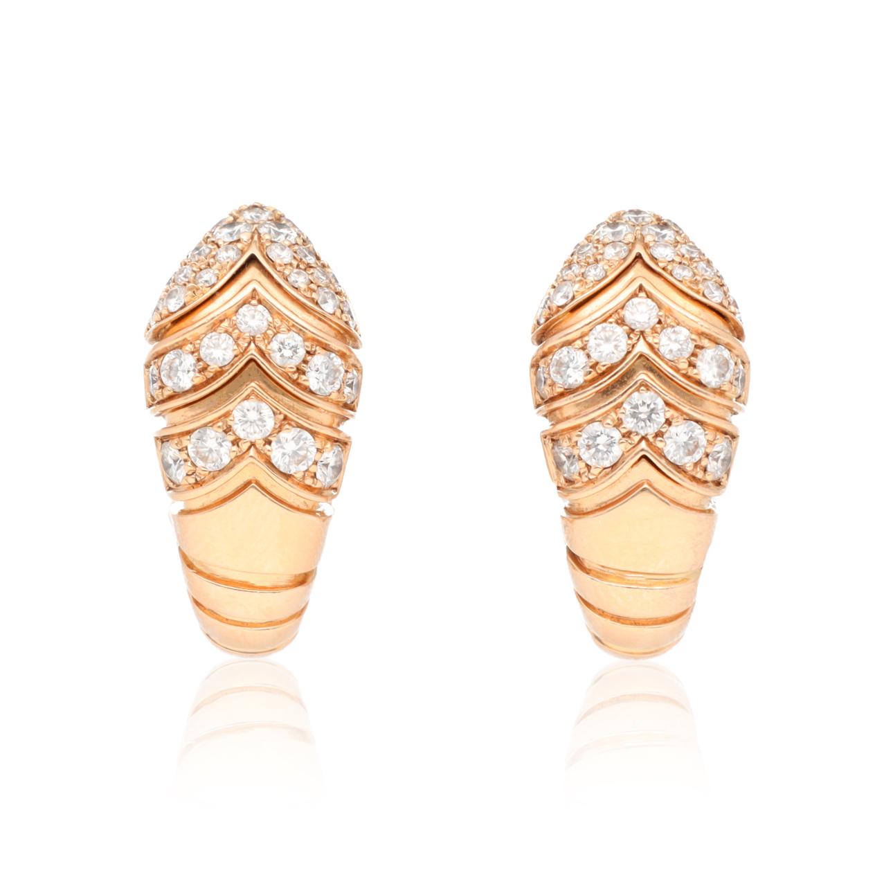 BVLGARI Serpenti Viper Earrings Rose Gold and Diamonds