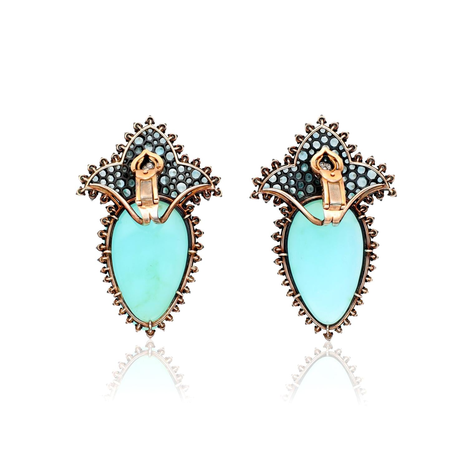 JAR Opal and Colored Zircon, Diamond Ear Clips
