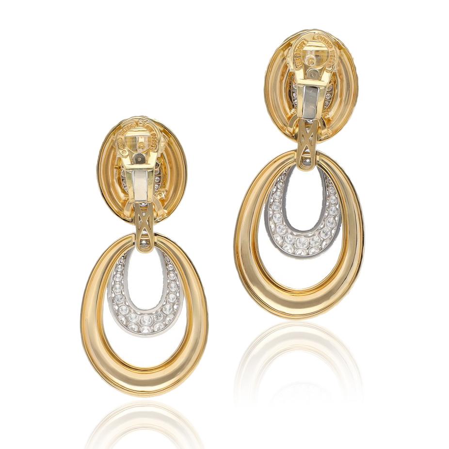 DAVID WEBB Hammered Gold & Diamond “Astor” Ear Clips