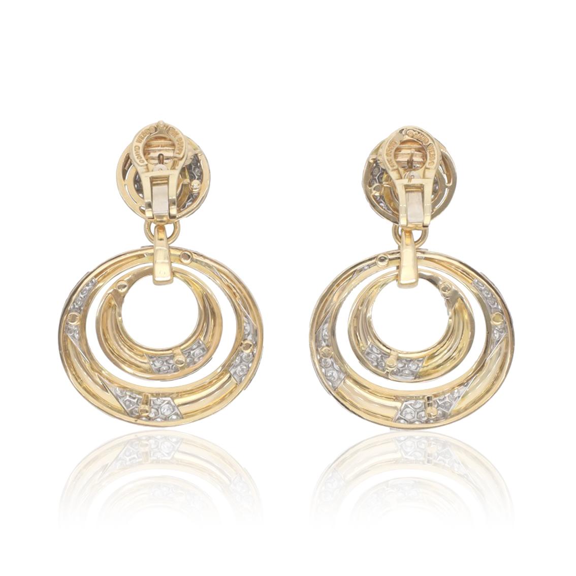 DAVID WEBB Cosmos Diamond Earrings, White Enamel