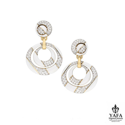 DAVID WEBB Cosmos Diamond Earrings, White Enamel