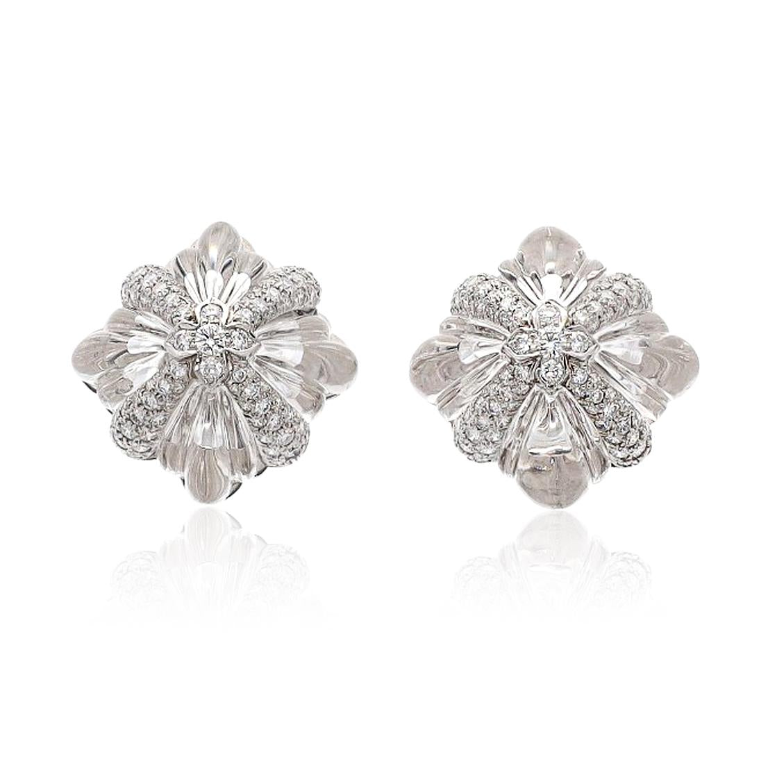 DAVID WEBB 'Snowflake' Ear Clips