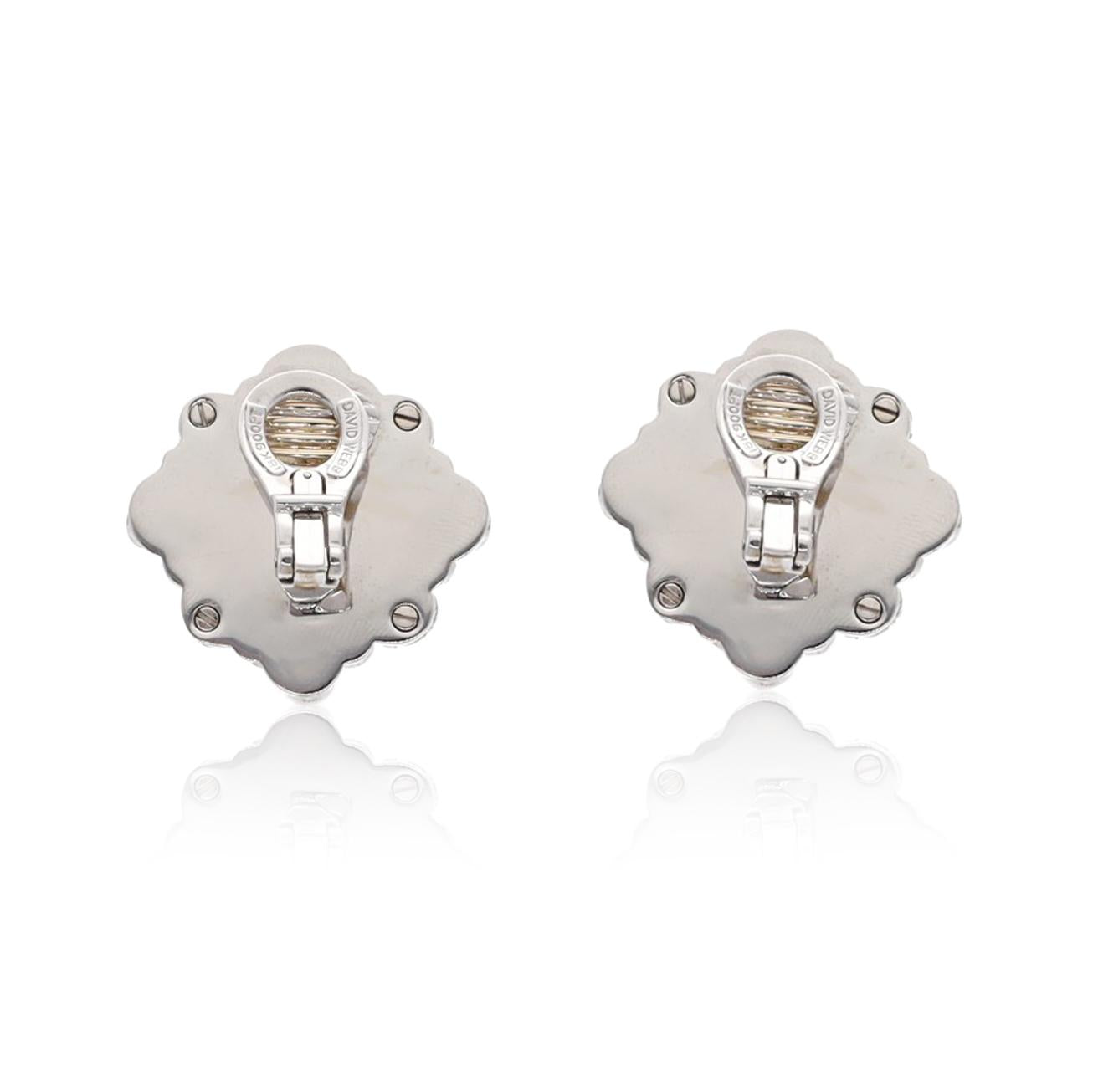 DAVID WEBB 'Snowflake' Ear Clips