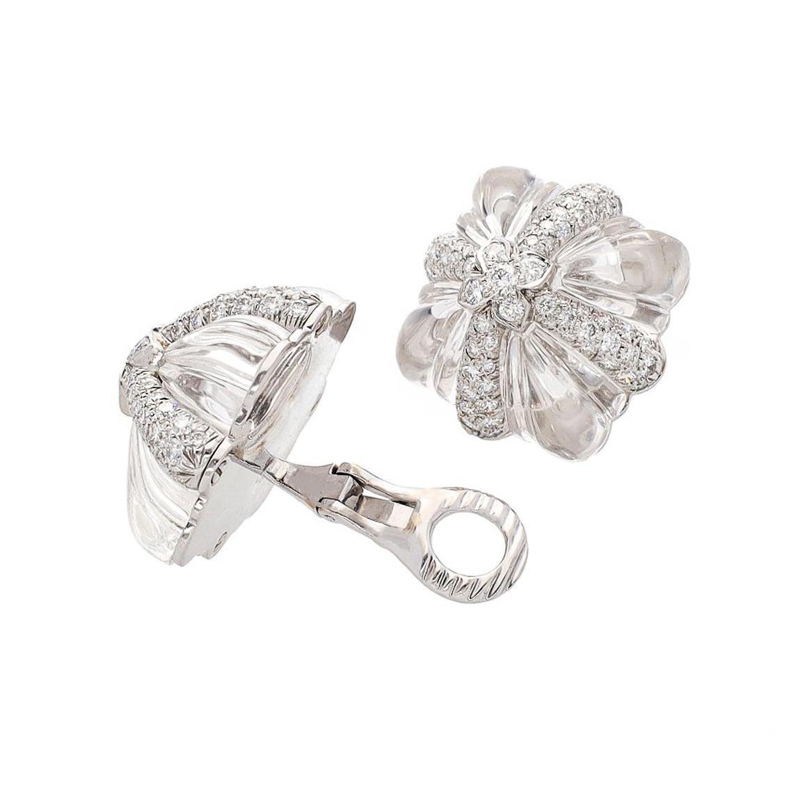 DAVID WEBB 'Snowflake' Ear Clips