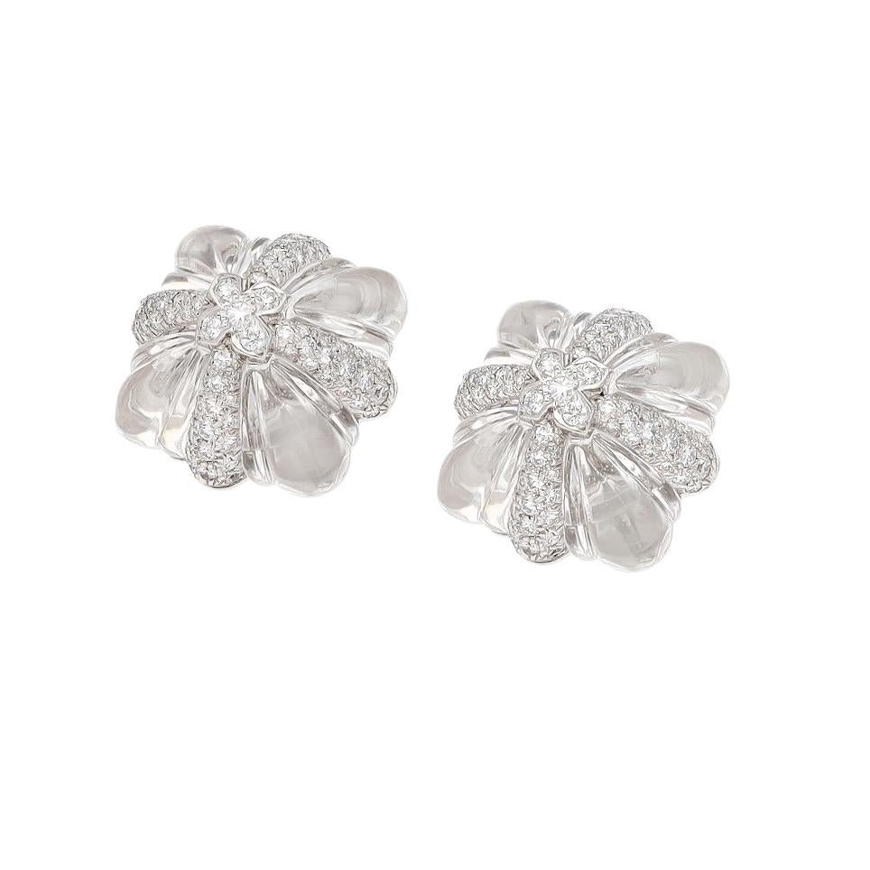 DAVID WEBB 'Snowflake' Ear Clips