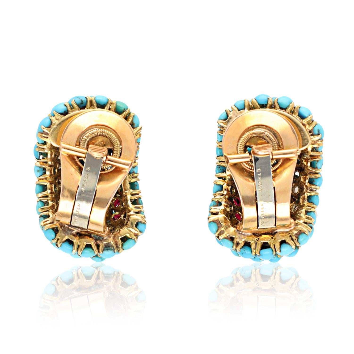VAN CLEEF & ARPELS “Mosaïque de Ciel et Flamme” Ear Clips