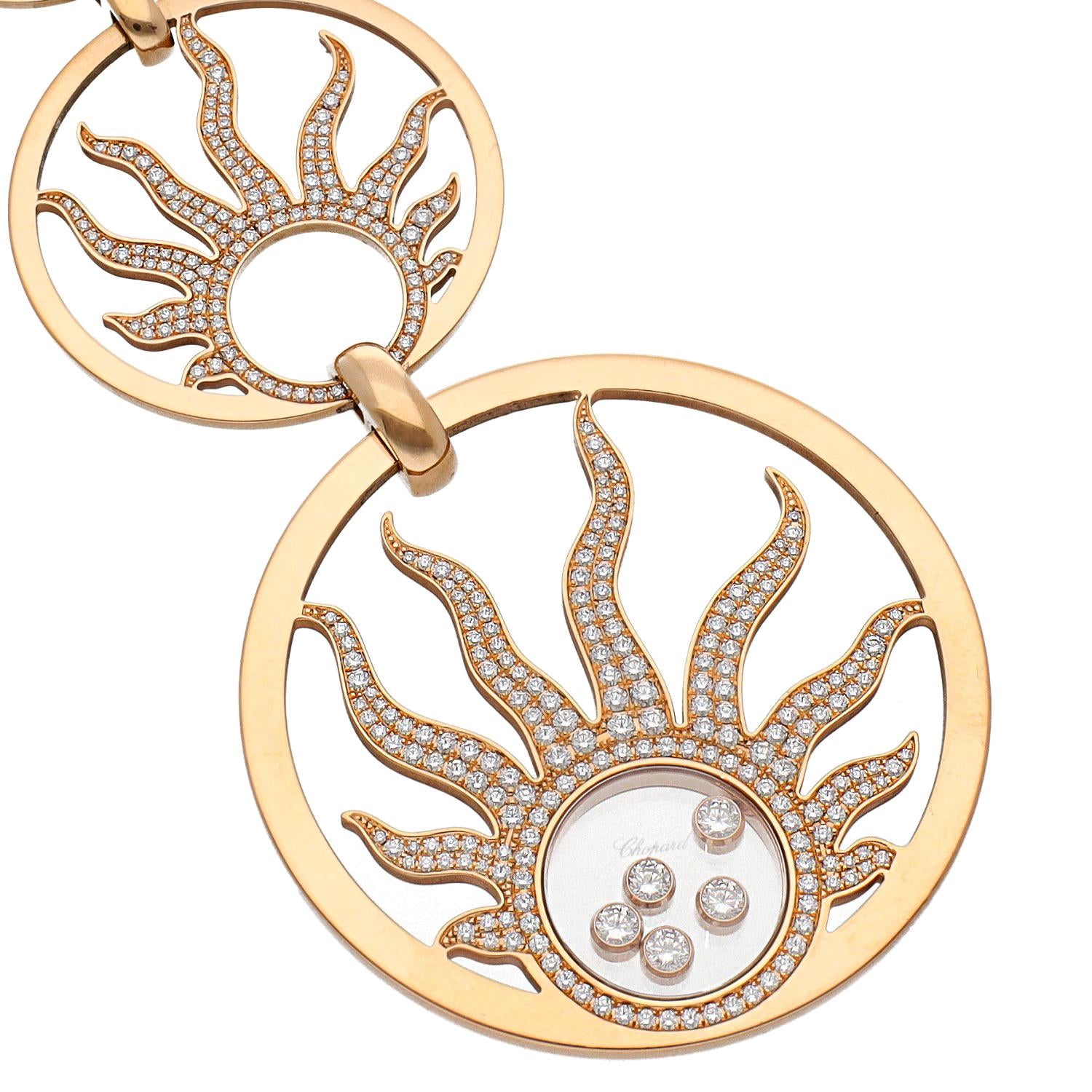CHOPARD 18K Yellow Gold Triple Sun Motif Happy Diamonds Pendant Necklace
