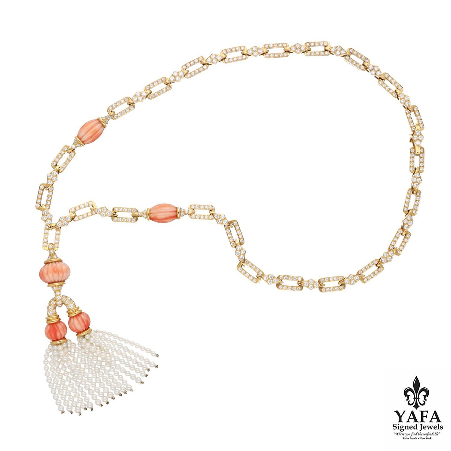 Italian Coral and Petite Pearl Pompon Necklace