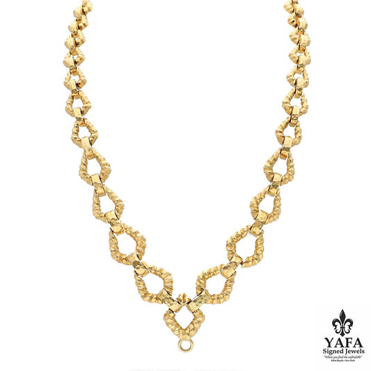 DAVID WEBB Hammered Link Chain Necklace