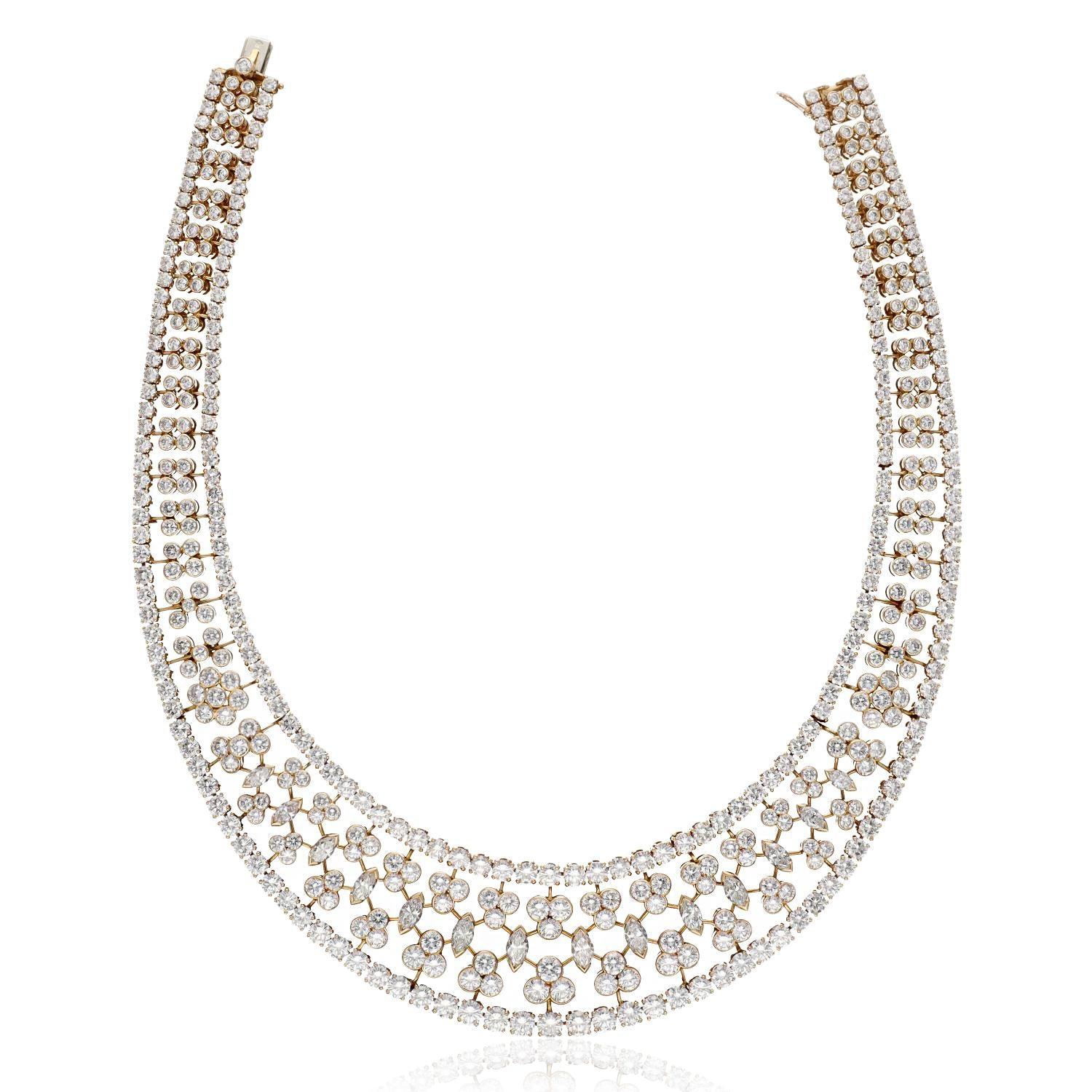 CARTIER 18K Yellow Gold Diamond Floral Lace Necklace