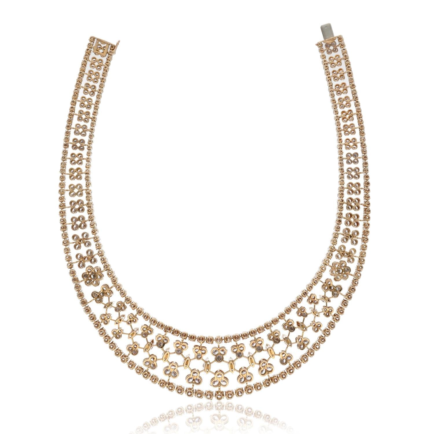 CARTIER 18K Yellow Gold Diamond Floral Lace Necklace