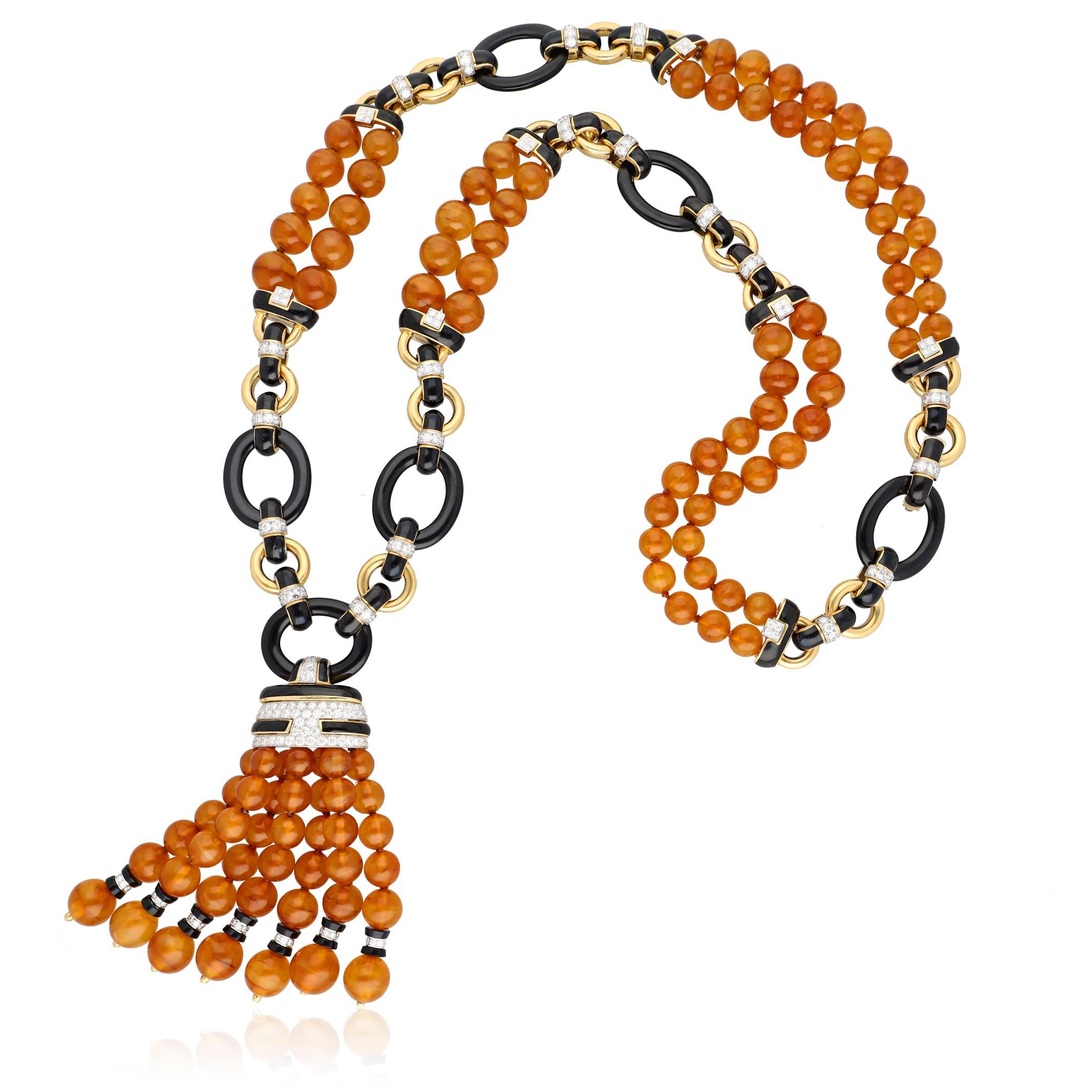 DAVID WEBB Amber Tassel Necklace