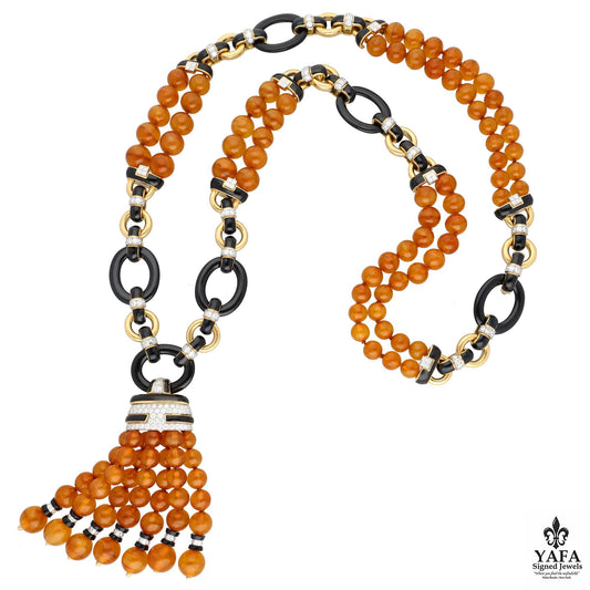 DAVID WEBB Amber Tassel Necklace