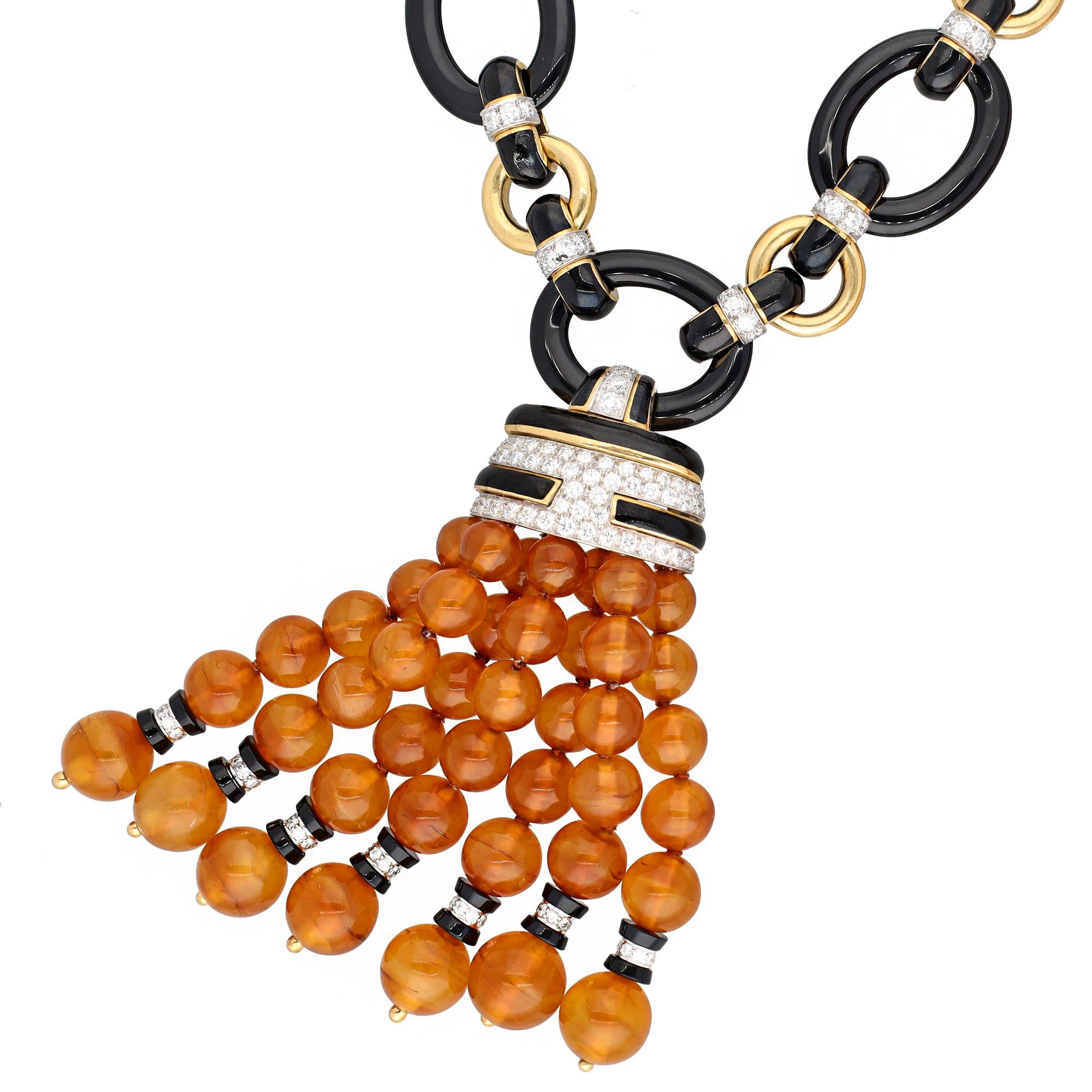 DAVID WEBB Amber Tassel Necklace