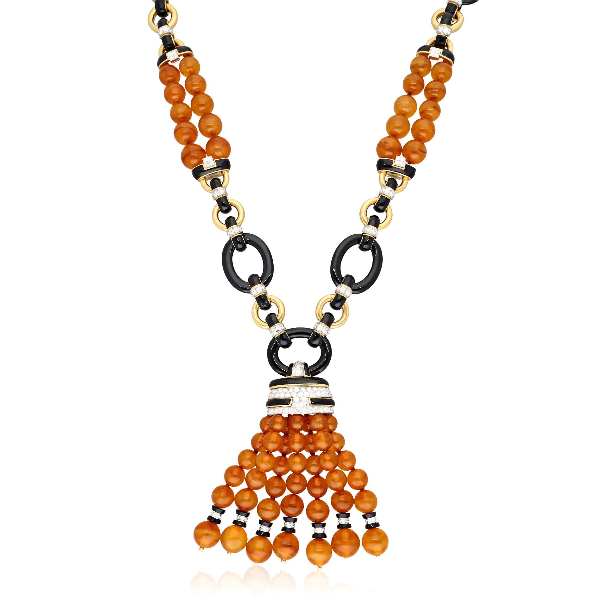 DAVID WEBB Amber Tassel Necklace